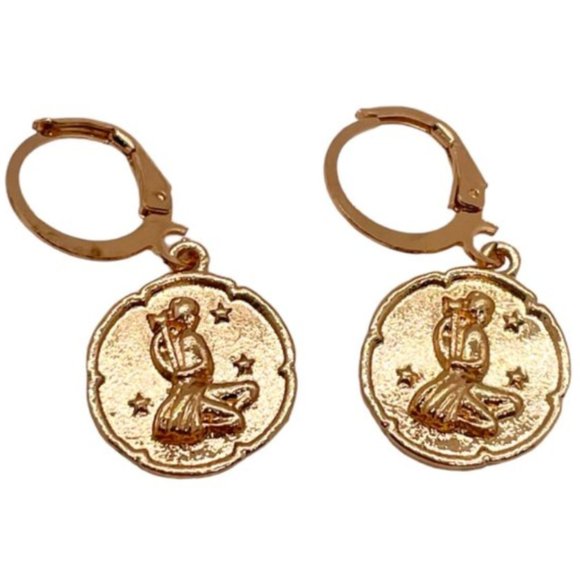 ⭐️❤️ FREE Horoscope Sign Boho Print Peasant Zodiac Modern Minimal Hoop Earrings - Picture 8 of 13